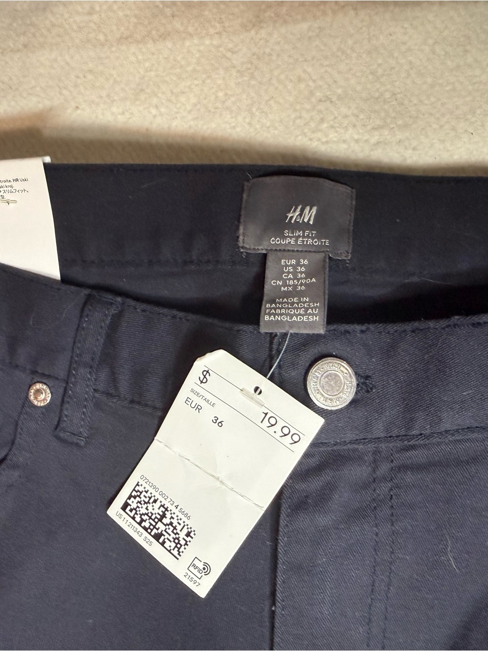 H&M Slim Fit Chinos in Navy Blue